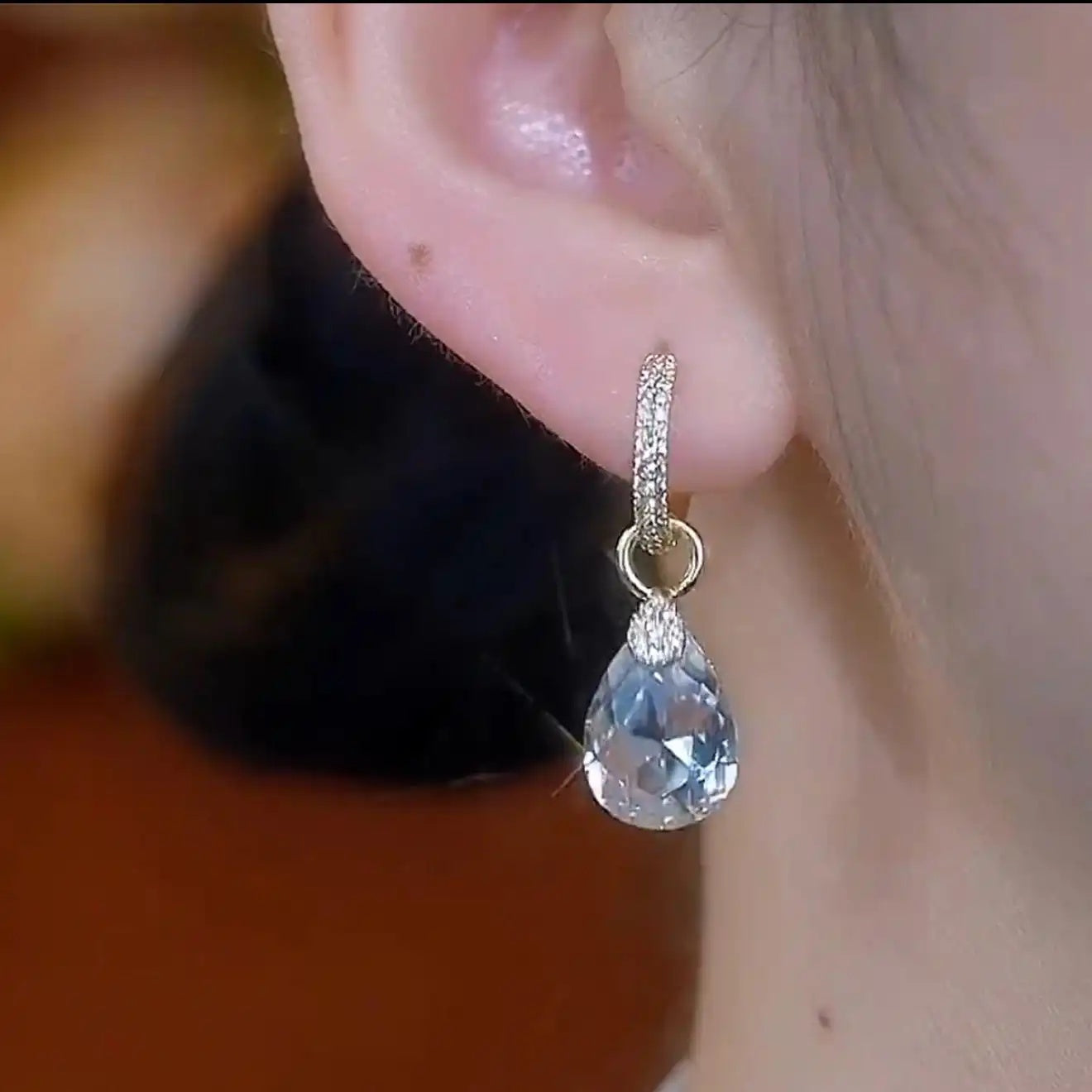 Spring Summer White Teardrop Hoop Earrings