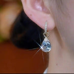 Spring Summer White Teardrop Hoop Earrings