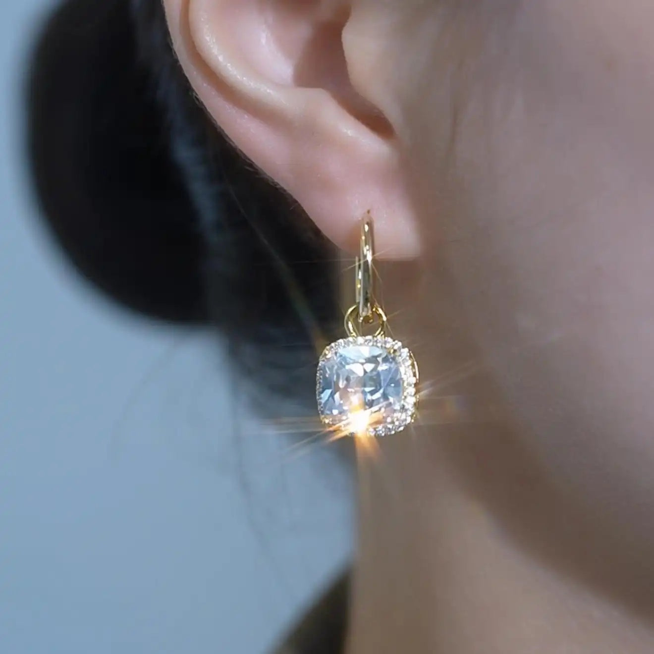 Square Bag Crystal Office Earrings