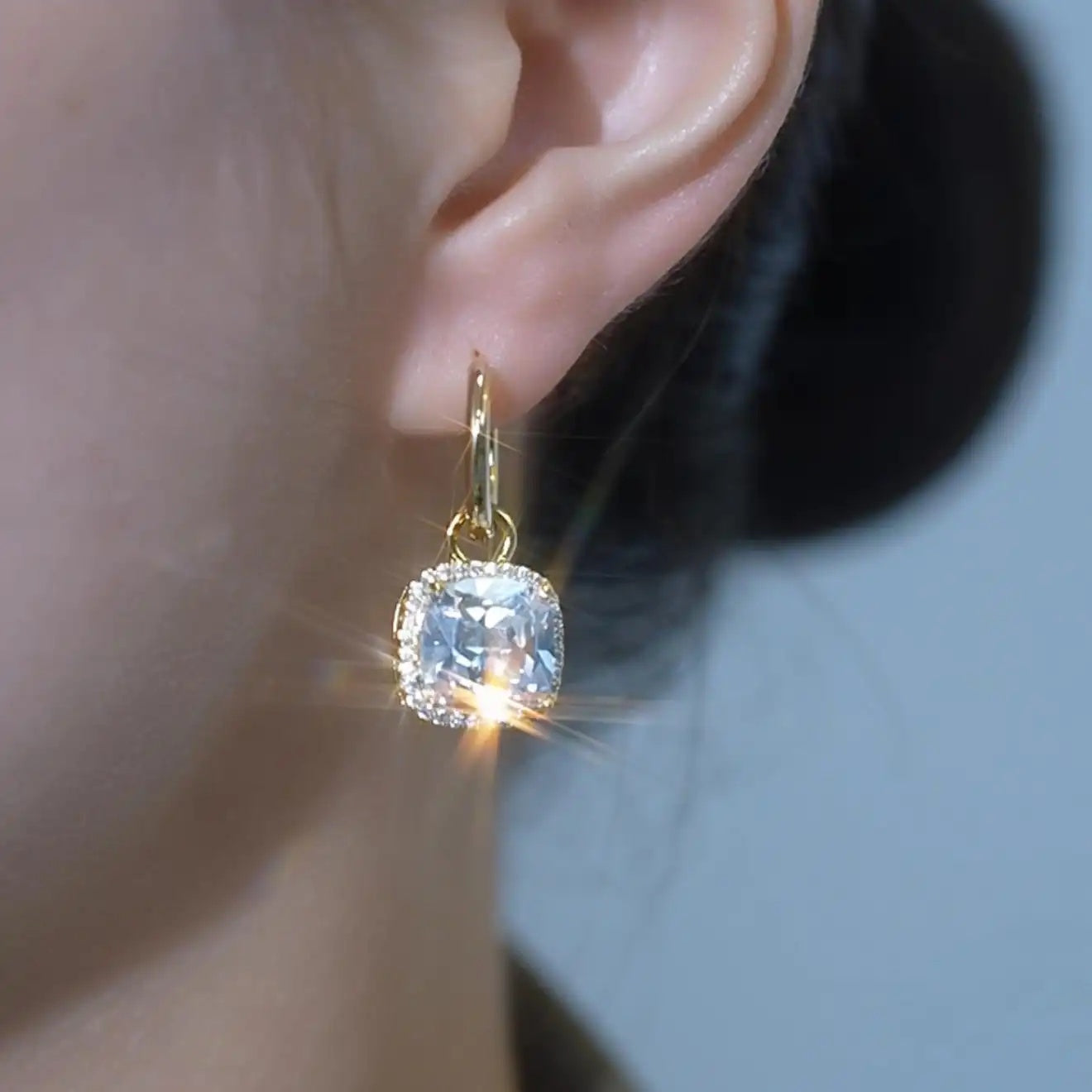 Square Bag Crystal Office Earrings