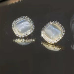 Square Cat Eye Crystals Earrings