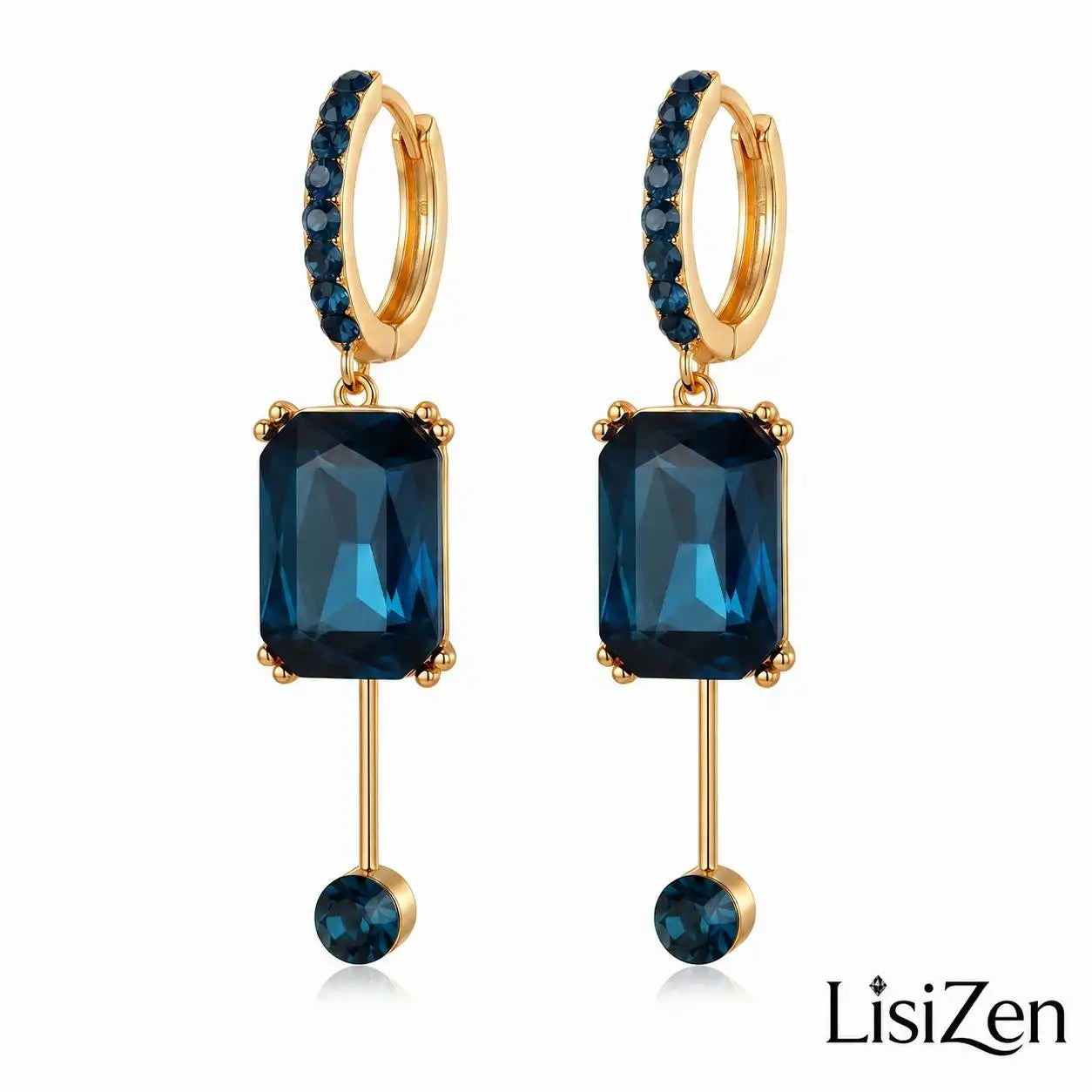 Square Crystal Tassel Long Drop Earrings