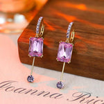 Square Crystal Tassel Long Drop Earrings