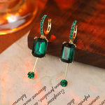 Square Crystal Tassel Long Drop Earrings