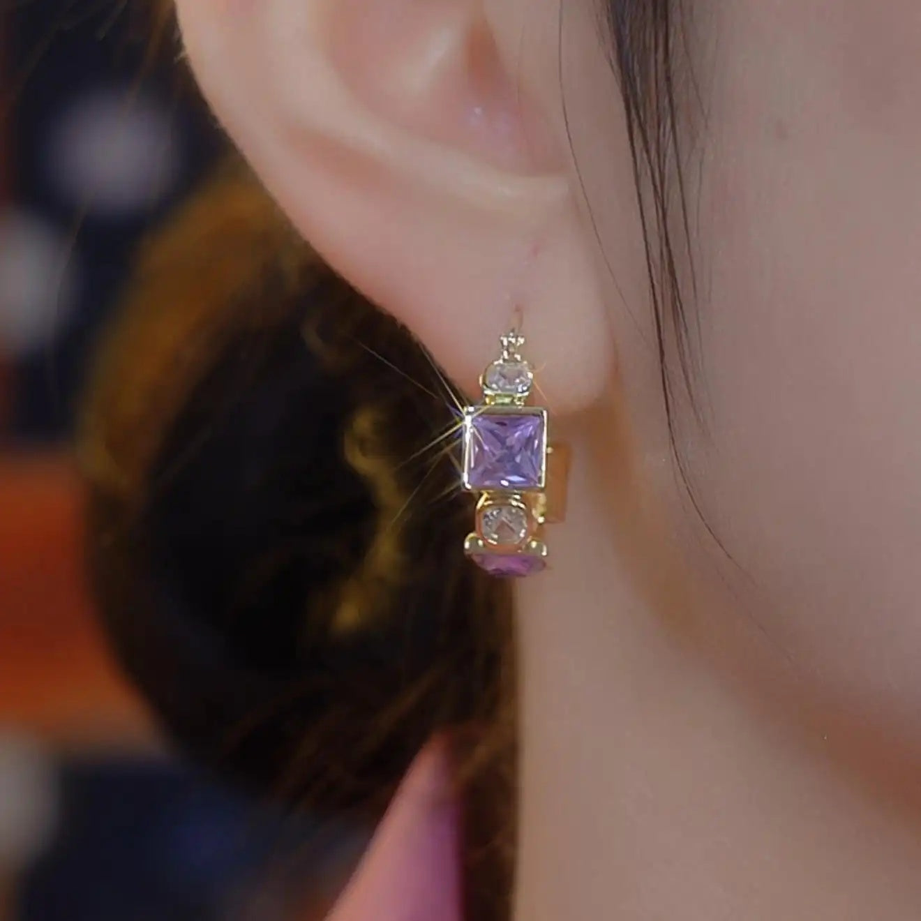 Square Crystal Vintage Earrings