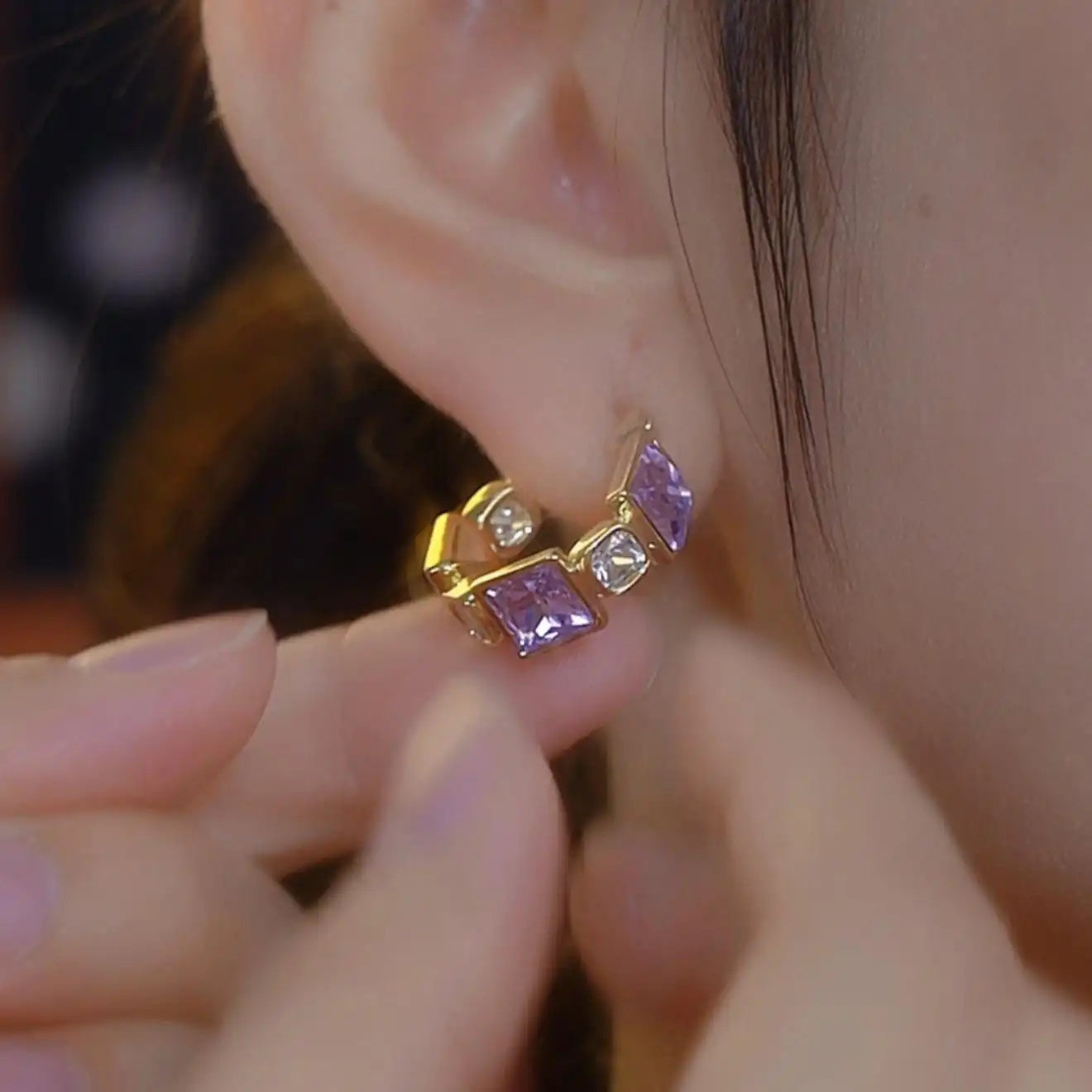 Square Crystal Vintage Earrings