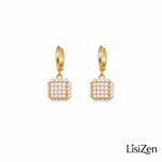 Square Faux Pearl Tassel Drop Earrings