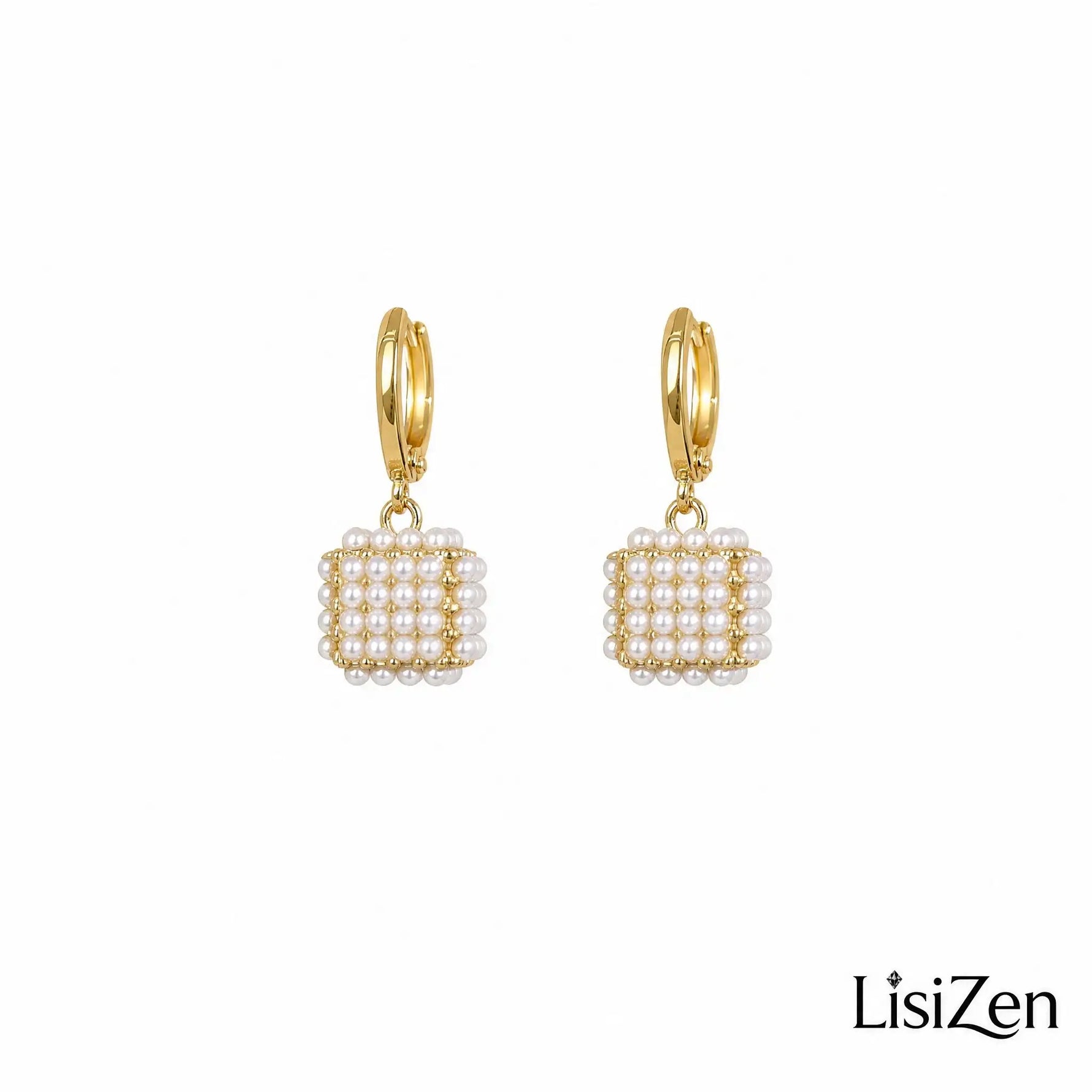 Square Faux Pearl Tassel Drop Earrings