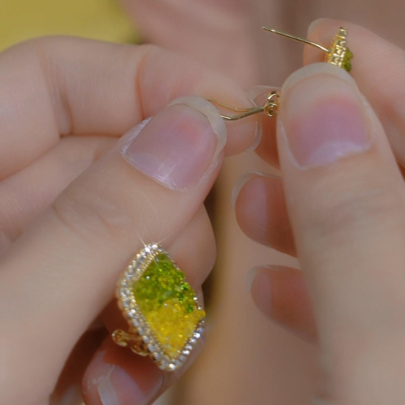 Square Geometric Crystal Earrings