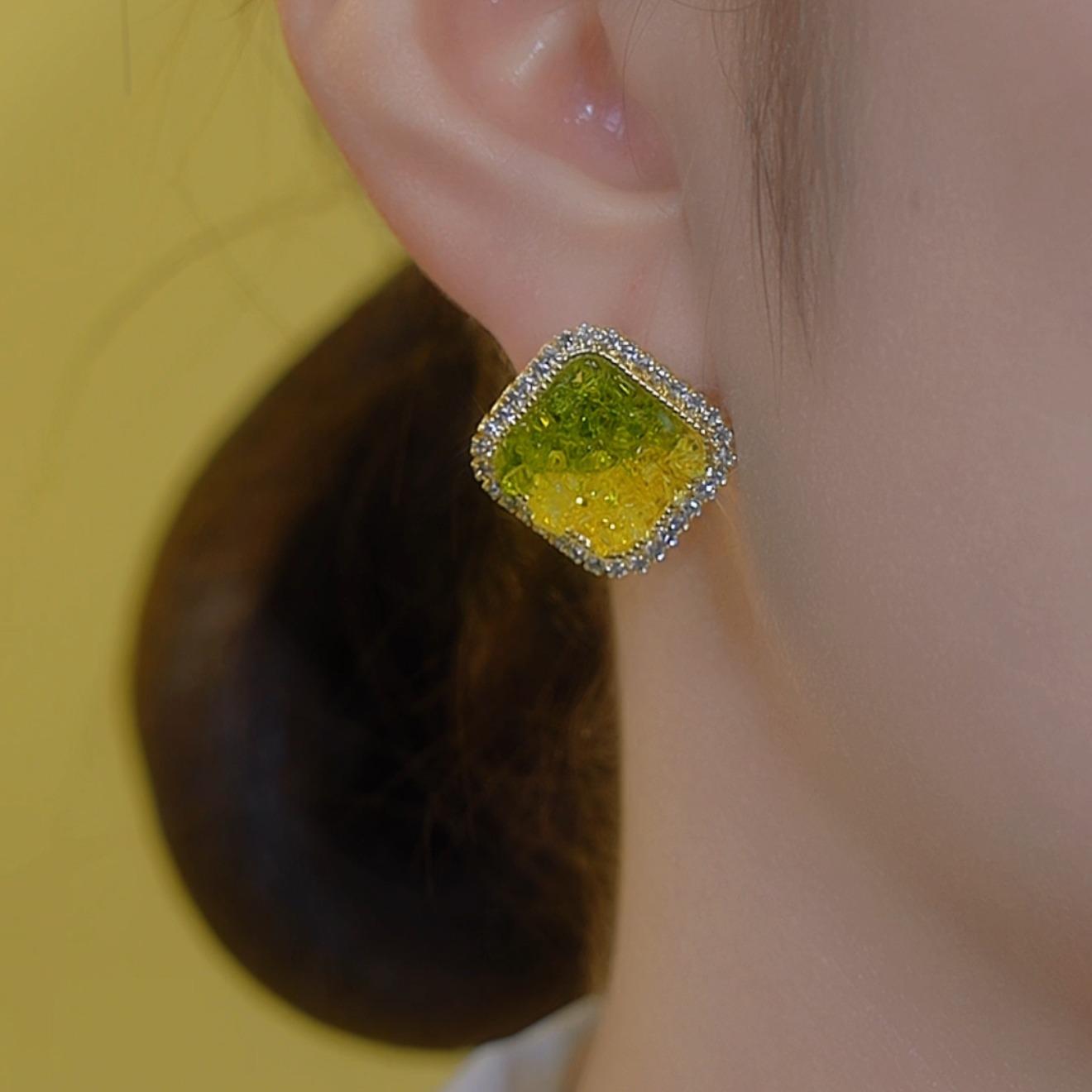 Square Geometric Crystal Earrings