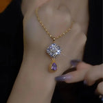Square Purple Durian Texture Pendant Necklace