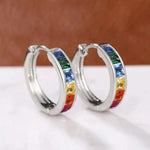 Square Shaped Colorful Crystal Clip-On Hoop Earrings