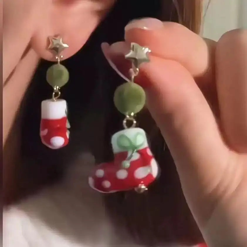 Star and Stocking Holiday Stud Earrings
