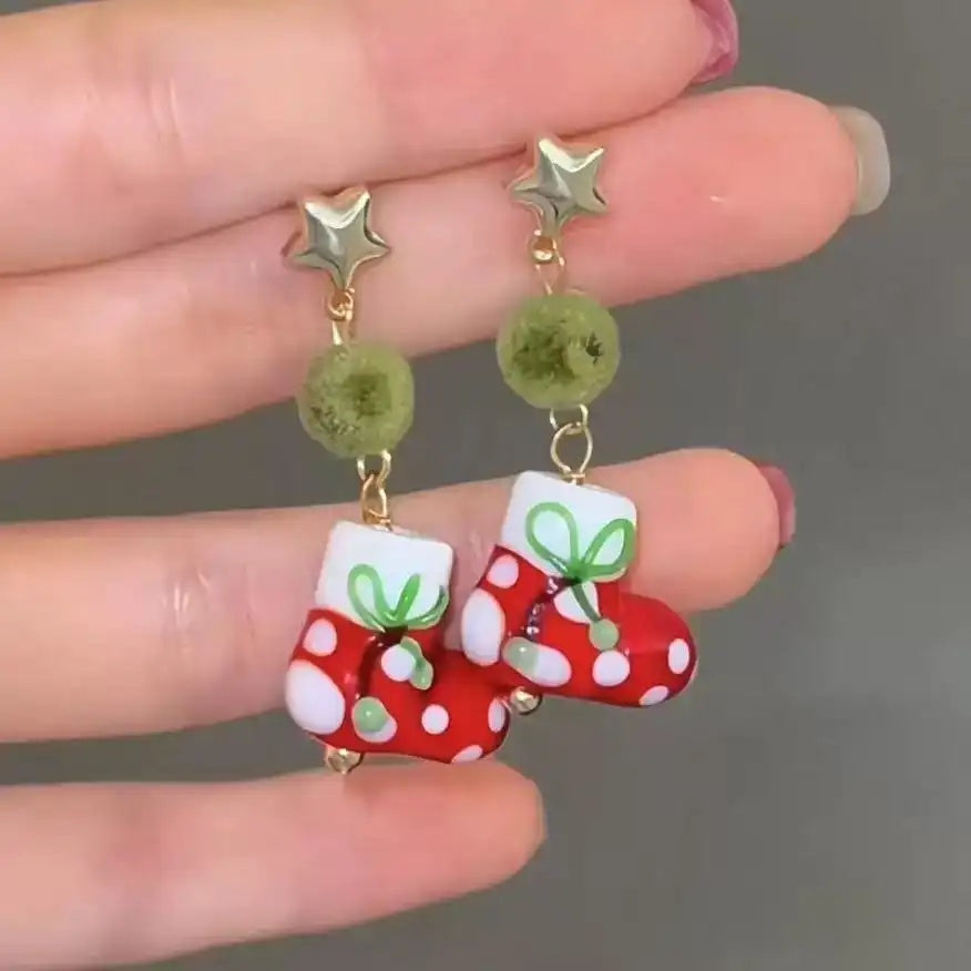 Star and Stocking Holiday Stud Earrings