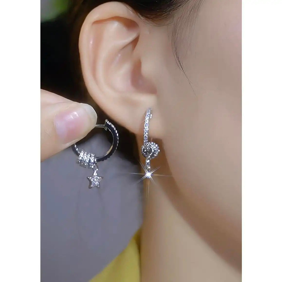 Star Circle Stud Earrings