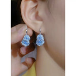 Stunning Exaggerated Blue Rose Mosquito Earrings