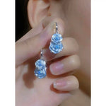 Stunning Exaggerated Blue Rose Mosquito Earrings