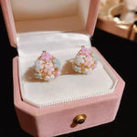 Summer Crystal Pearl Flower Basket Ear Cuffs