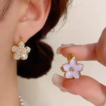 Summer Double-Sided Crystal Petal Ear Cuffs