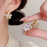 Summer Double-Sided Crystal Petal Ear Cuffs