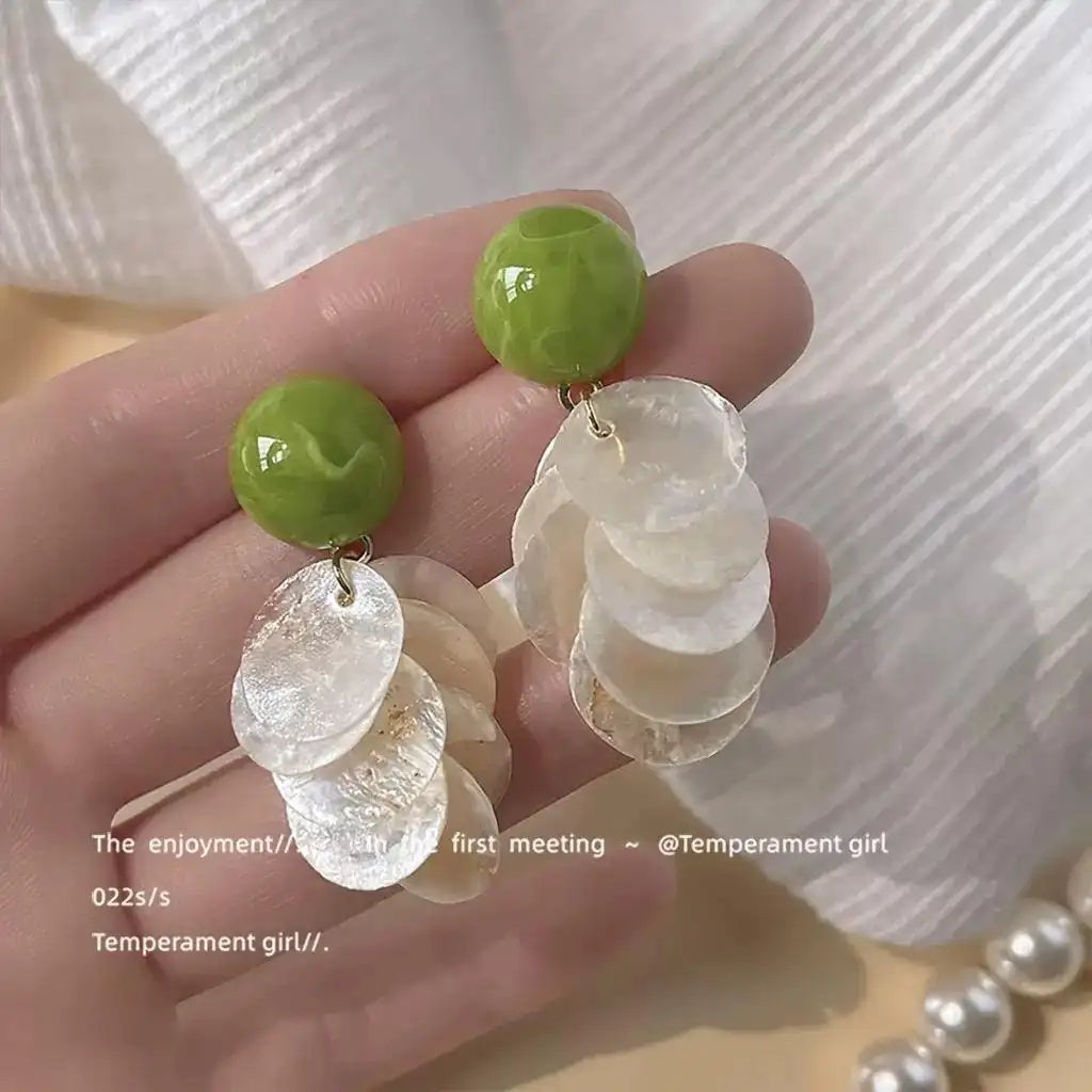 Summer Forest Natural Shell Handmade Earrings