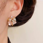 Summer Gentle Flower Round Needle Earrings