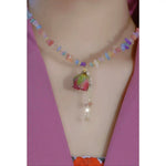 Summer Gorgeous Eternal Rose Purple Pendant Necklace
