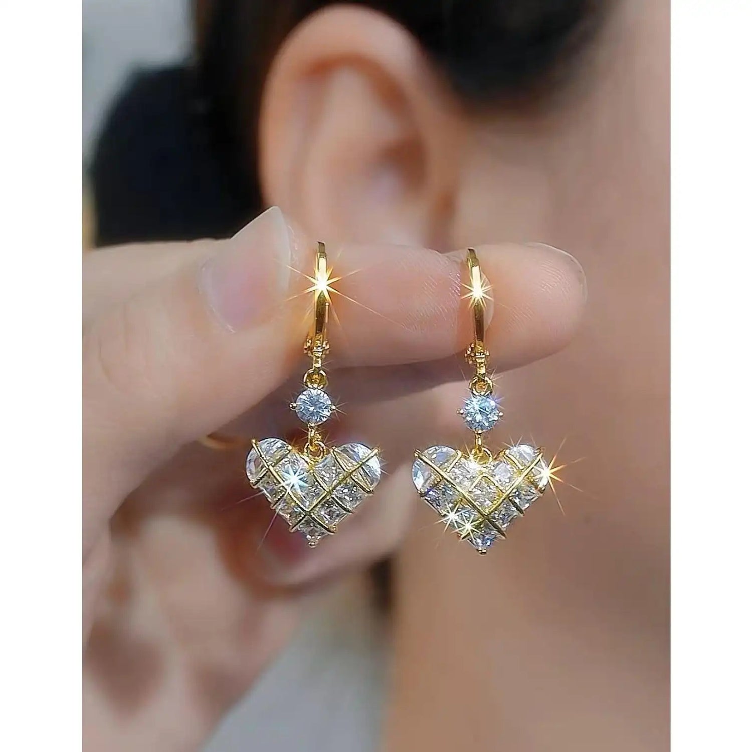 Summer Heart Crystal Lace Edge Earrings