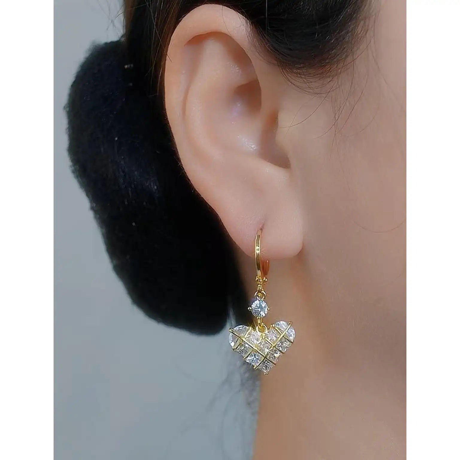 Summer Heart Crystal Lace Edge Earrings