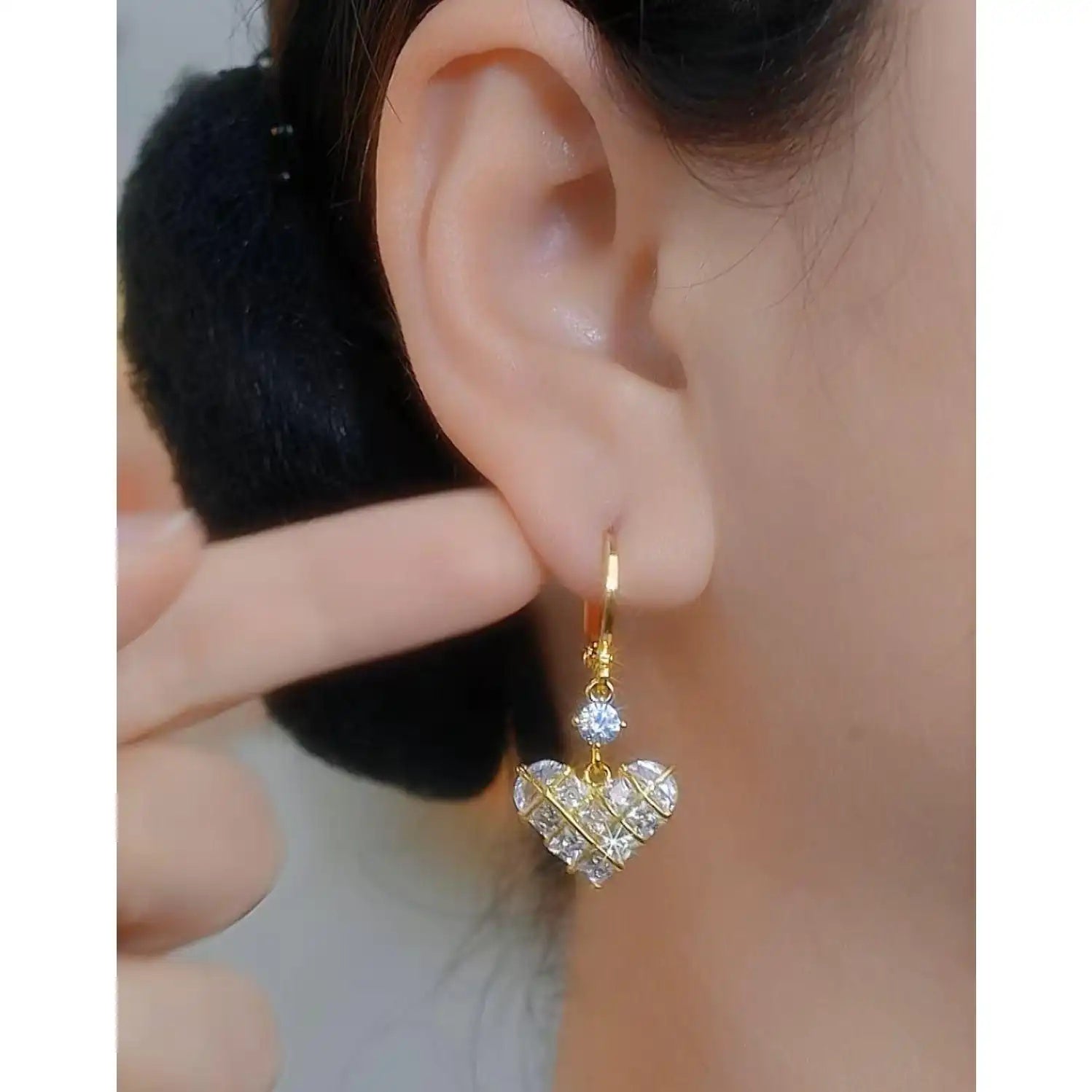 Summer Heart Crystal Lace Edge Earrings
