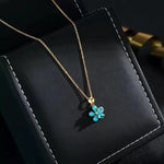 Summer Hot Blue Ice Flower Pendant Necklace