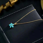 Summer Hot Blue Ice Flower Pendant Necklace