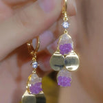 Summer Purple Crystal Petal Ear Cuffs