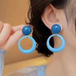 Summer Vacation Blue Big Circle Pendant Necklace