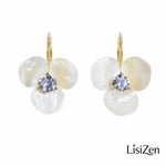 Summer White Three-Petal Flower Stud Earrings