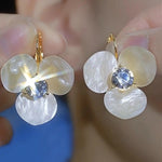 Summer White Three-Petal Flower Stud Earrings
