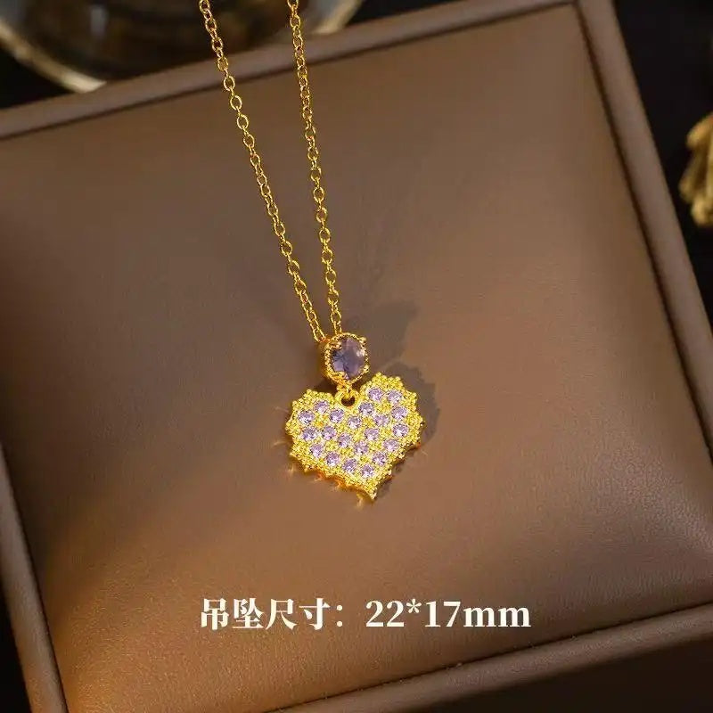 Sunflower Crystal Flower Pendant Necklace
