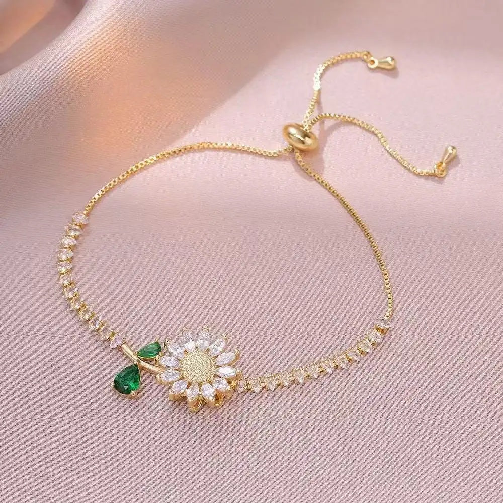 Sunflower Ins Crystal Minimalist Japanese Jewelry Set