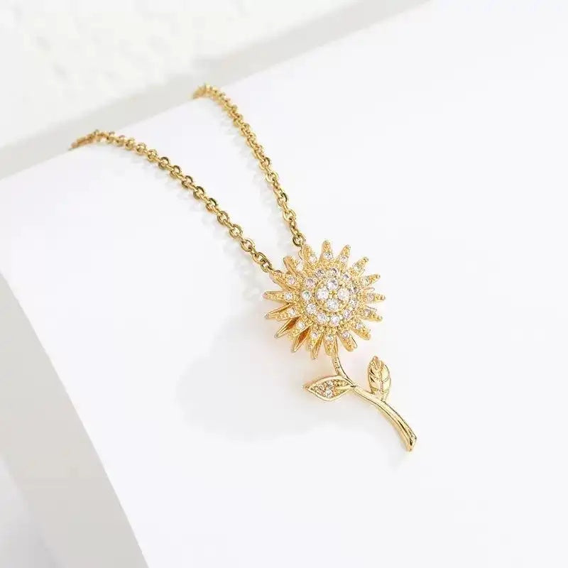 Sunflower Leaf Pendant Necklace