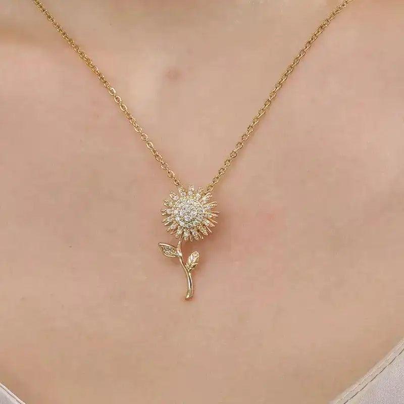 Sunflower Leaf Pendant Necklace