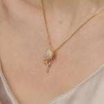 Sunflower Leaf Pendant Necklace