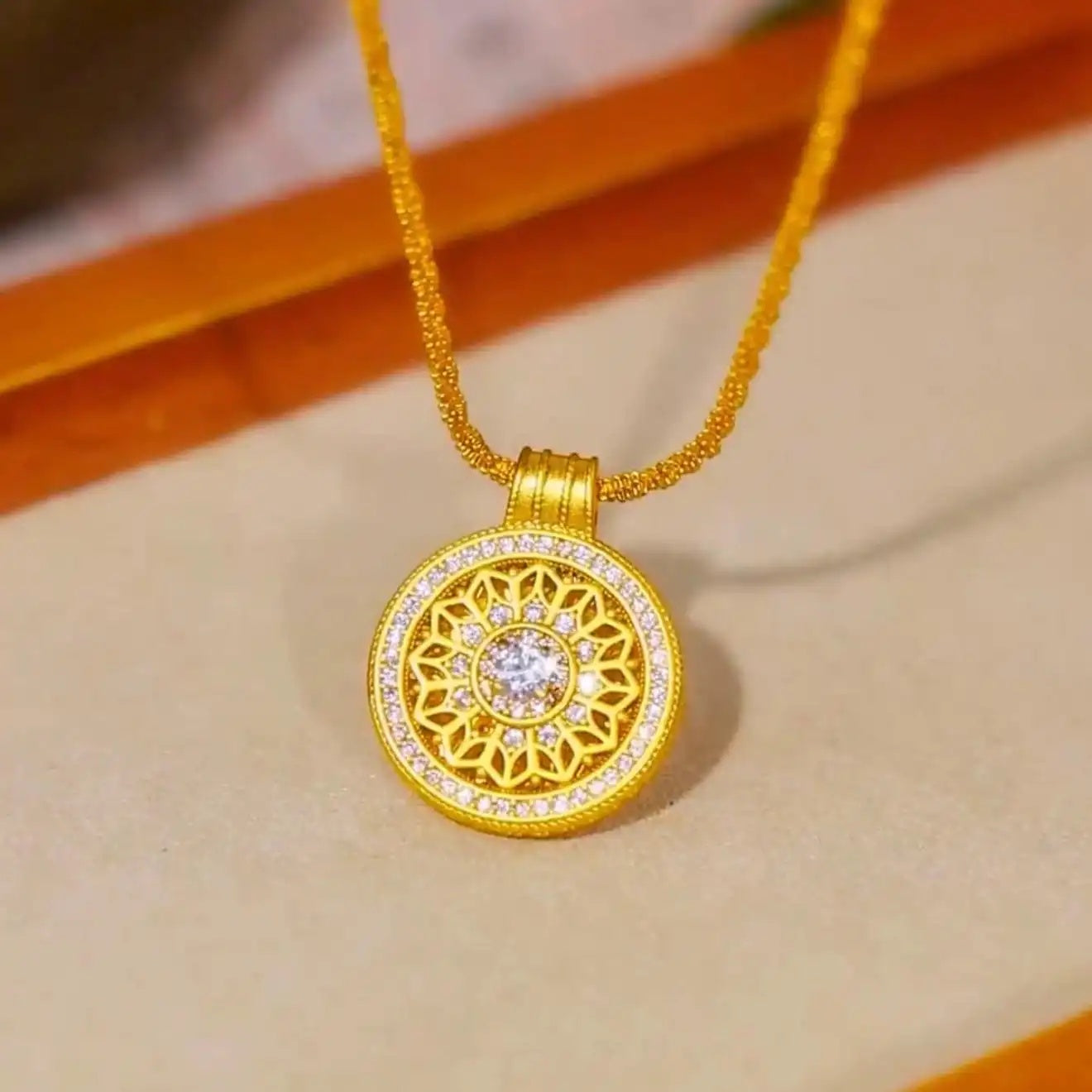 Sunflower Medallion Pendant Necklace
