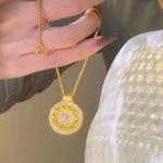 Sunflower Medallion Pendant Necklace