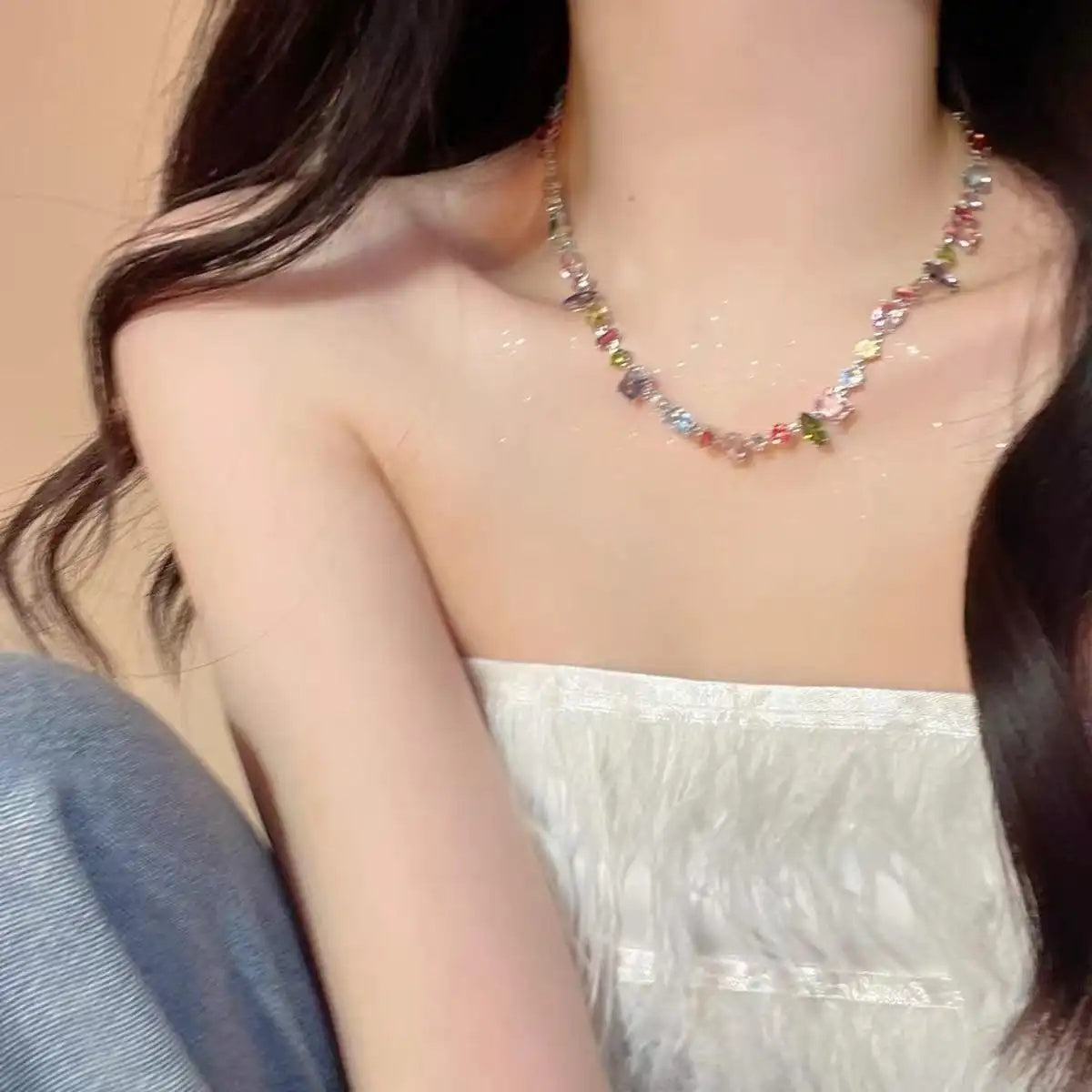 Sweetheart Candy Color Crystal Necklace