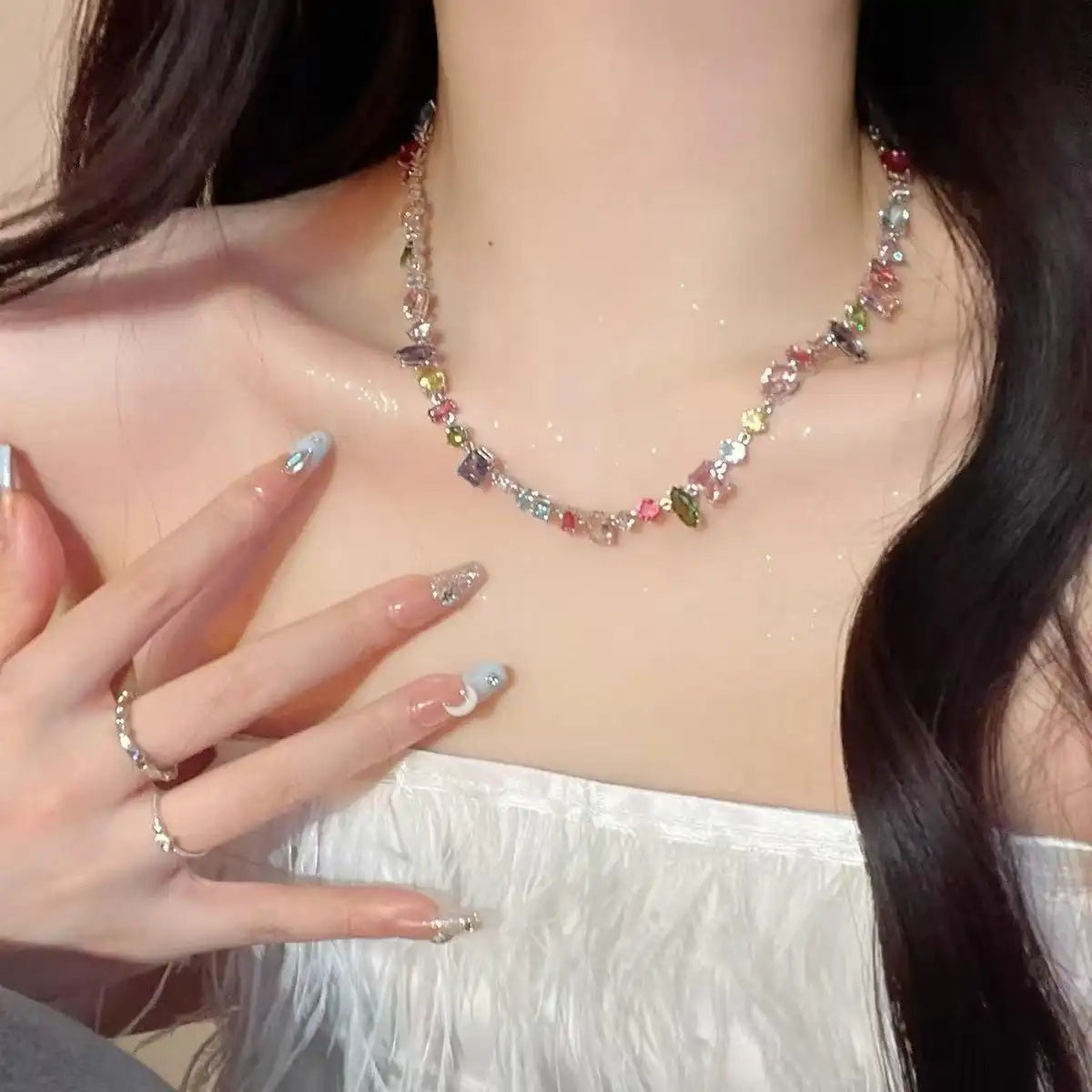 Sweetheart Candy Color Crystal Necklace