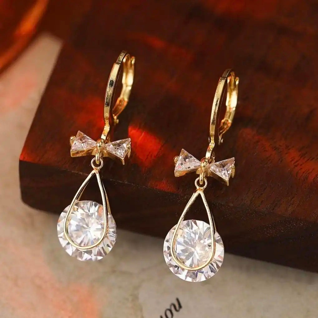 Synthetic Crystal Bowknot Earrings