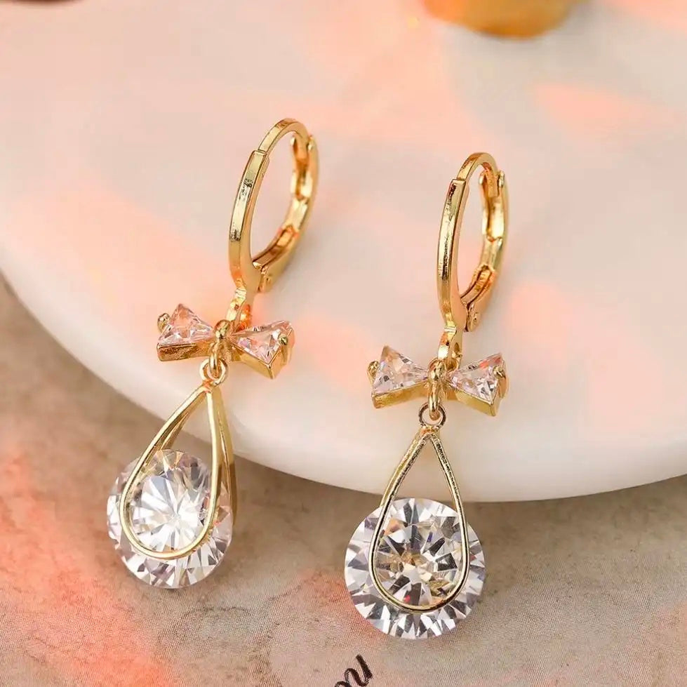 Synthetic Crystal Bowknot Earrings