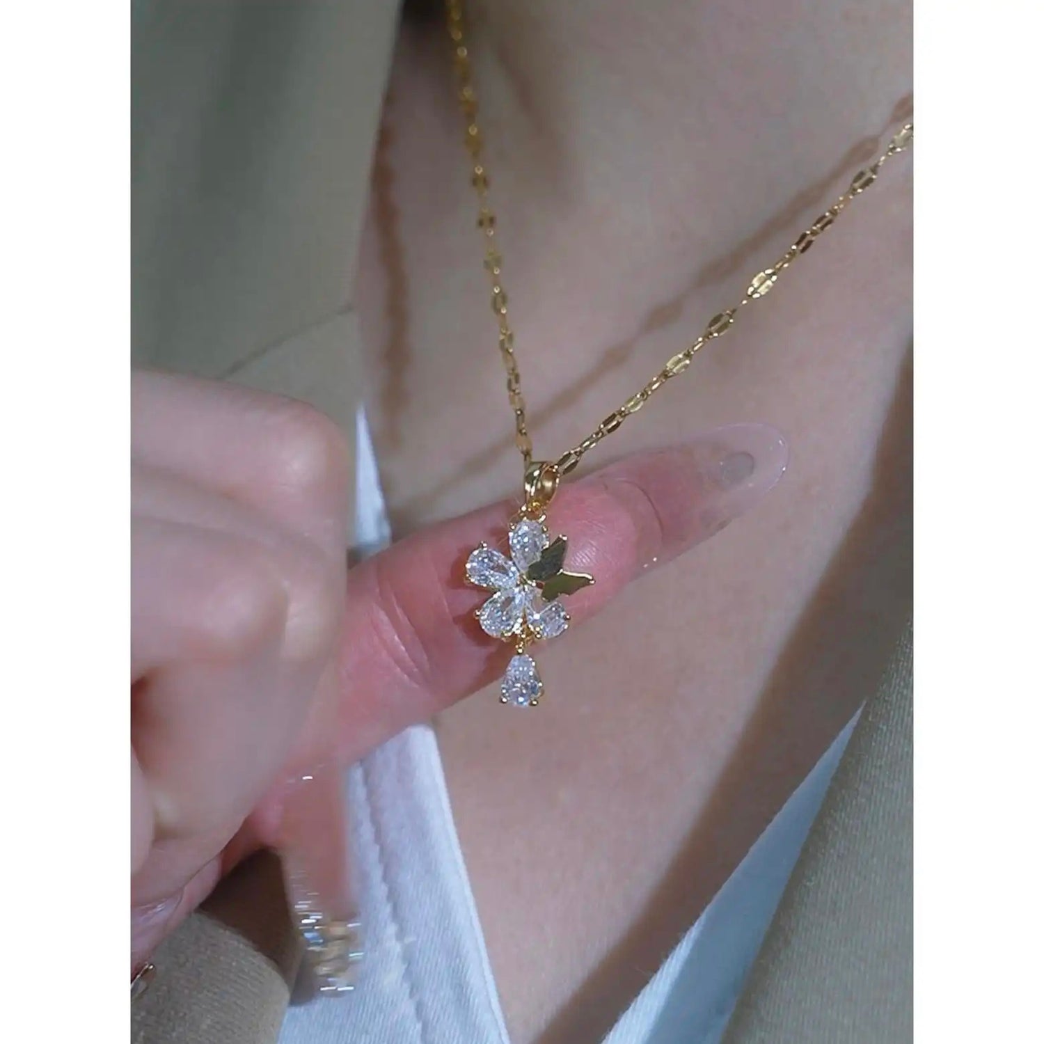 Tassel Crystal Butterfly Necklace