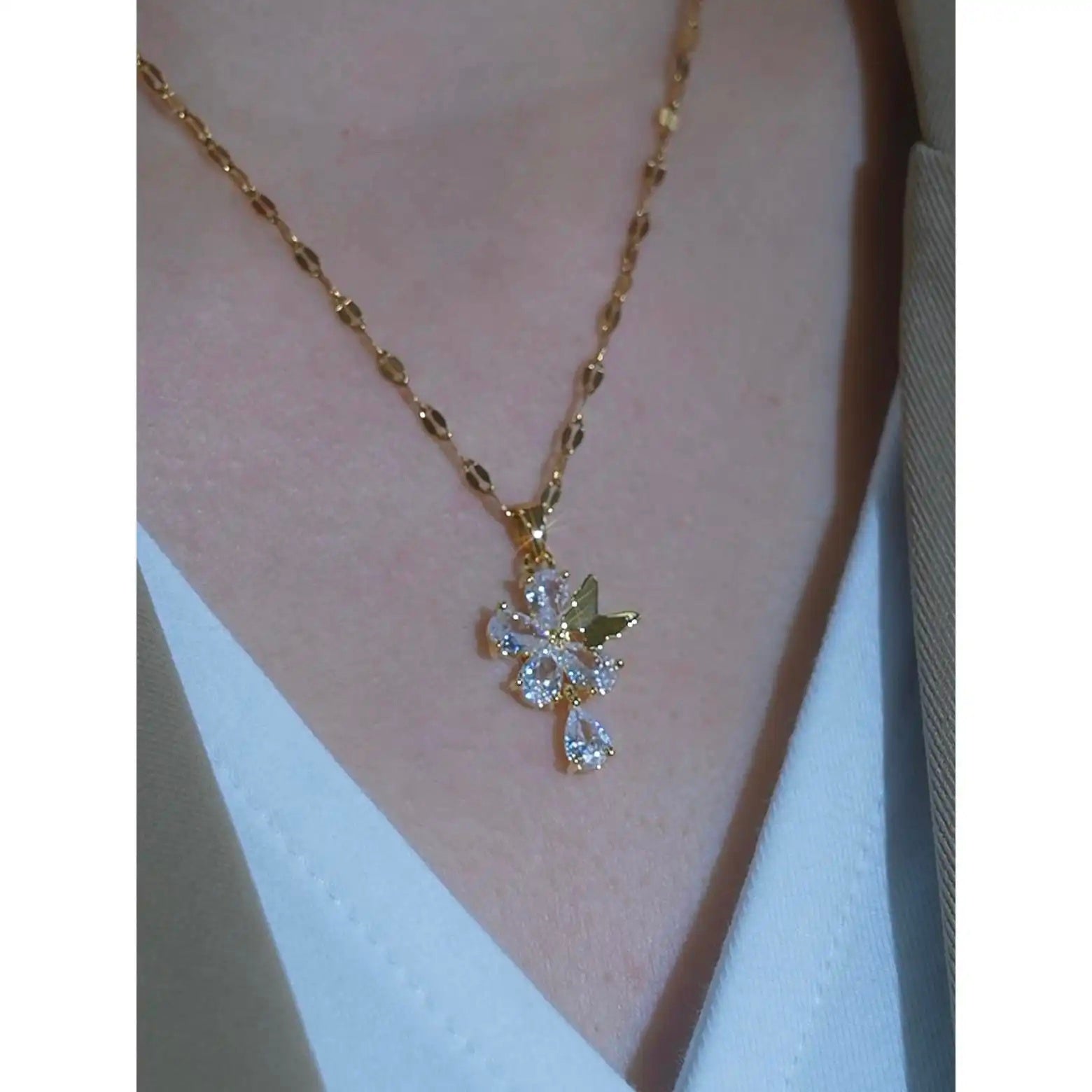 Tassel Crystal Butterfly Necklace