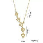 Tassel Heart Crystal Five Hearts Necklace